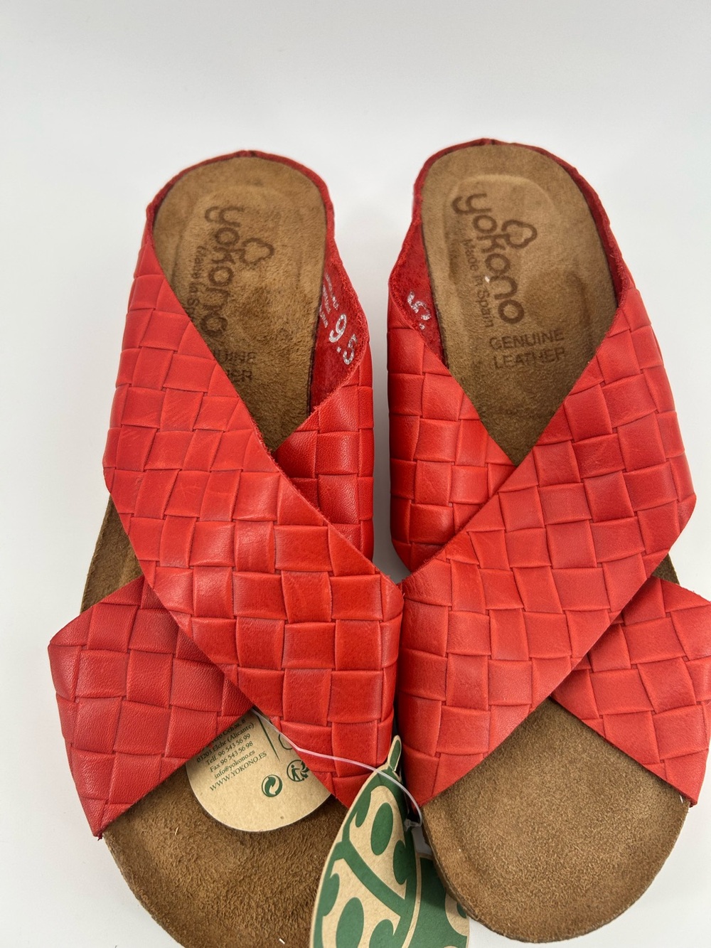 Yokono Spain Genuine Leather Woven Slide Sandals Red EU 39.5 US 9.5 NWT
